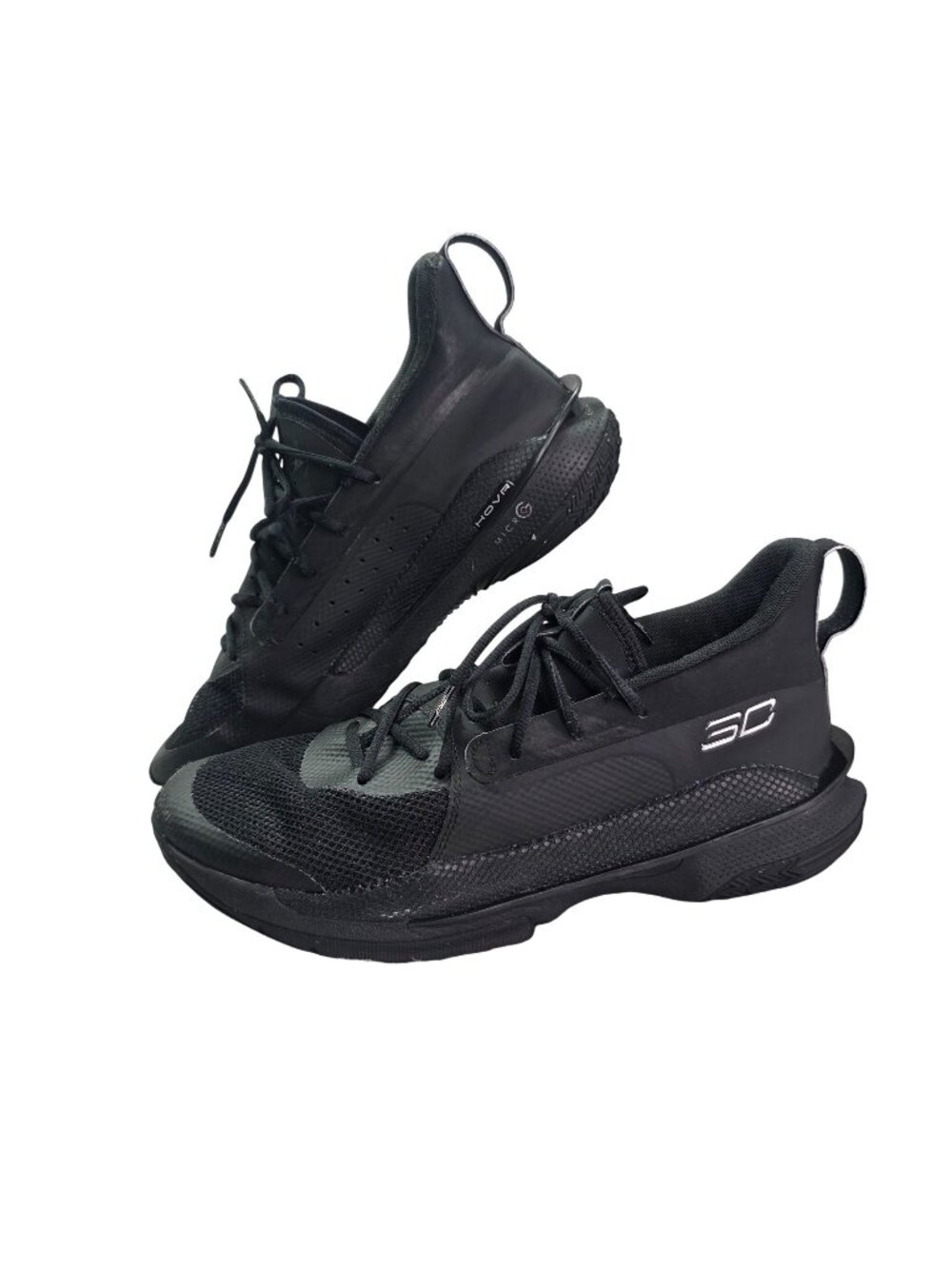 Mens Under Armour Curry 7 Team Black Metallic Silver Sneakers Athletic Size 12.5